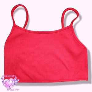 Forever 21 m crop top backless neon pink strappy tank shirt womens rave club